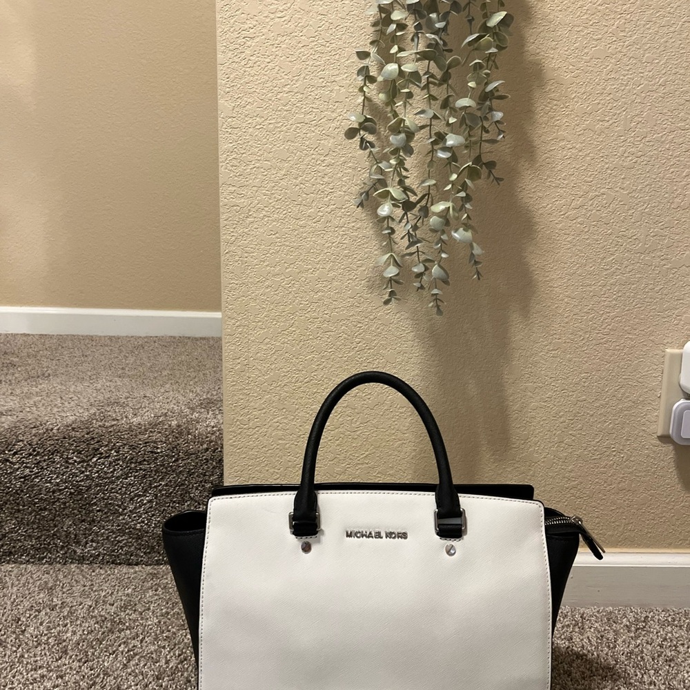 Michael Kors Black and White Satchel